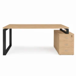 Escritorio con Cajonera - Estructura Metálica Marco Cerrado Negro