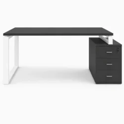 Escritorio con Cajonera -  Estructura Metálica Marco Cerrado Blanco