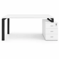 Escritorio con Cajonera - Estructura Metálica Marco Abierto Negro