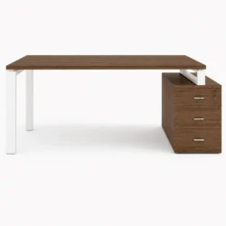 Escritorio con Cajonera - Estructura Metálica Marco Abierto Blanco