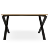 mesa estructura metálica cruzada, roble