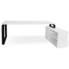 mesa + mueble con estantes blanco. marco cerrado negro dcha