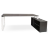 mesa + mueble con estantes gris. marco cerrado blanco