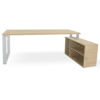 mesa + mueble con estantes roble. marco cerrado gris