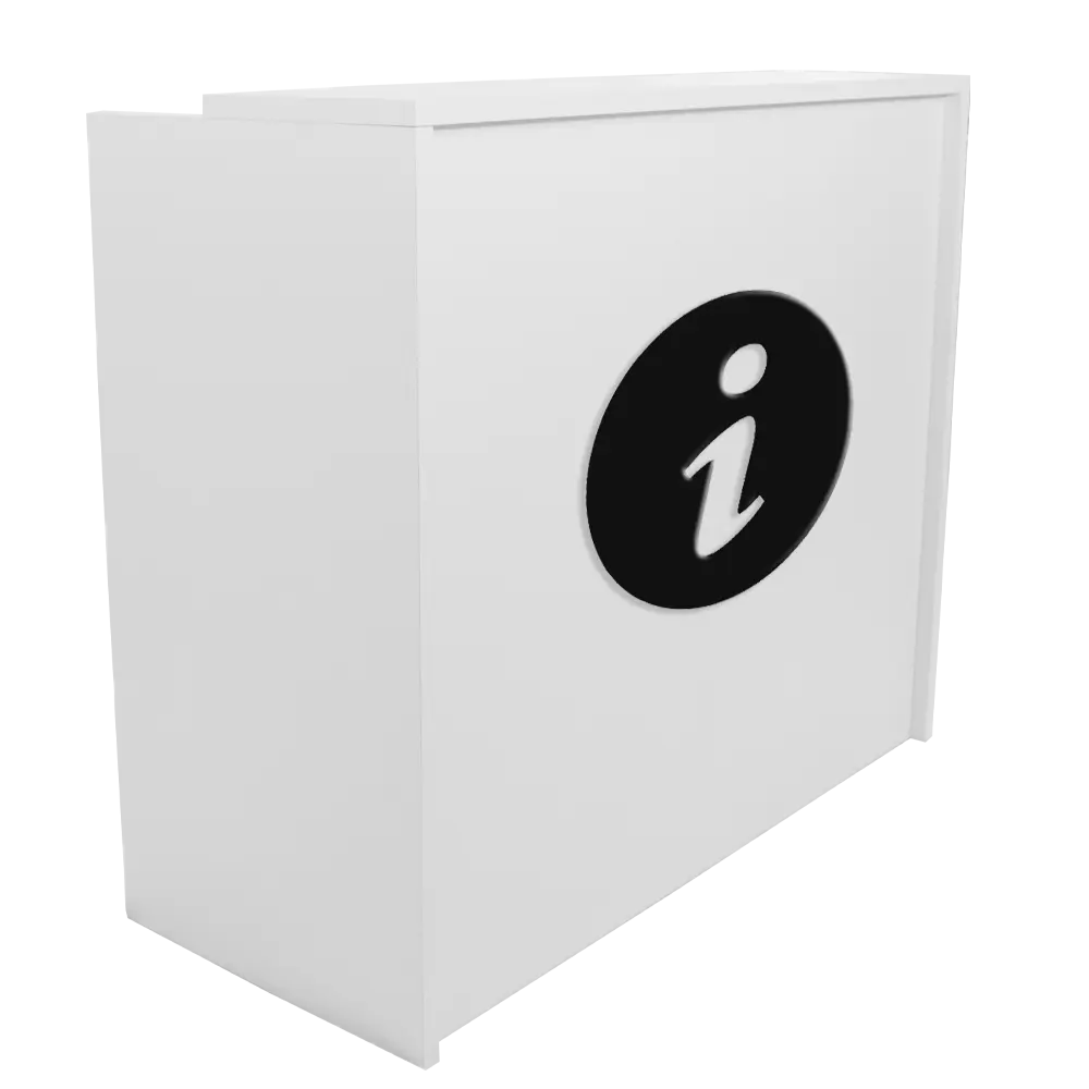 mostrador de recepción punto de información, blanco
