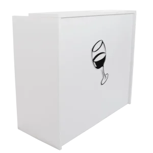 mostrador de recepción vinoteca, blanco