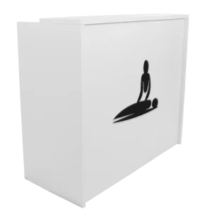 mostrador recepción diseño centro yoga blanco