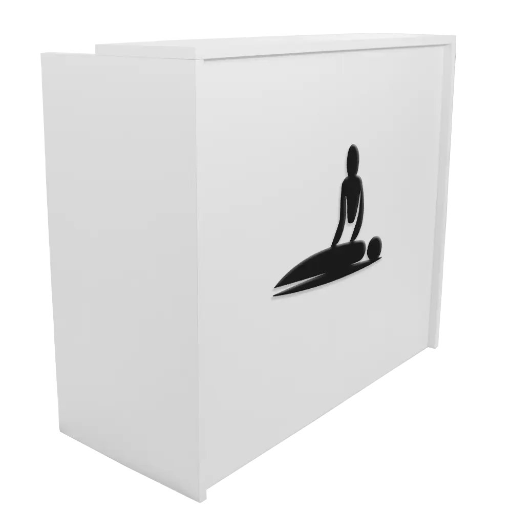 MASAJE 1 PERFIL TABLA BLANCO mostrador recepción diseño centro yoga blanco
