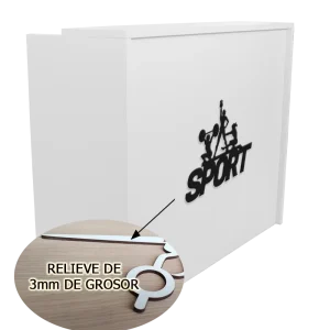 mostrador recepción diseño gimnasio blanco