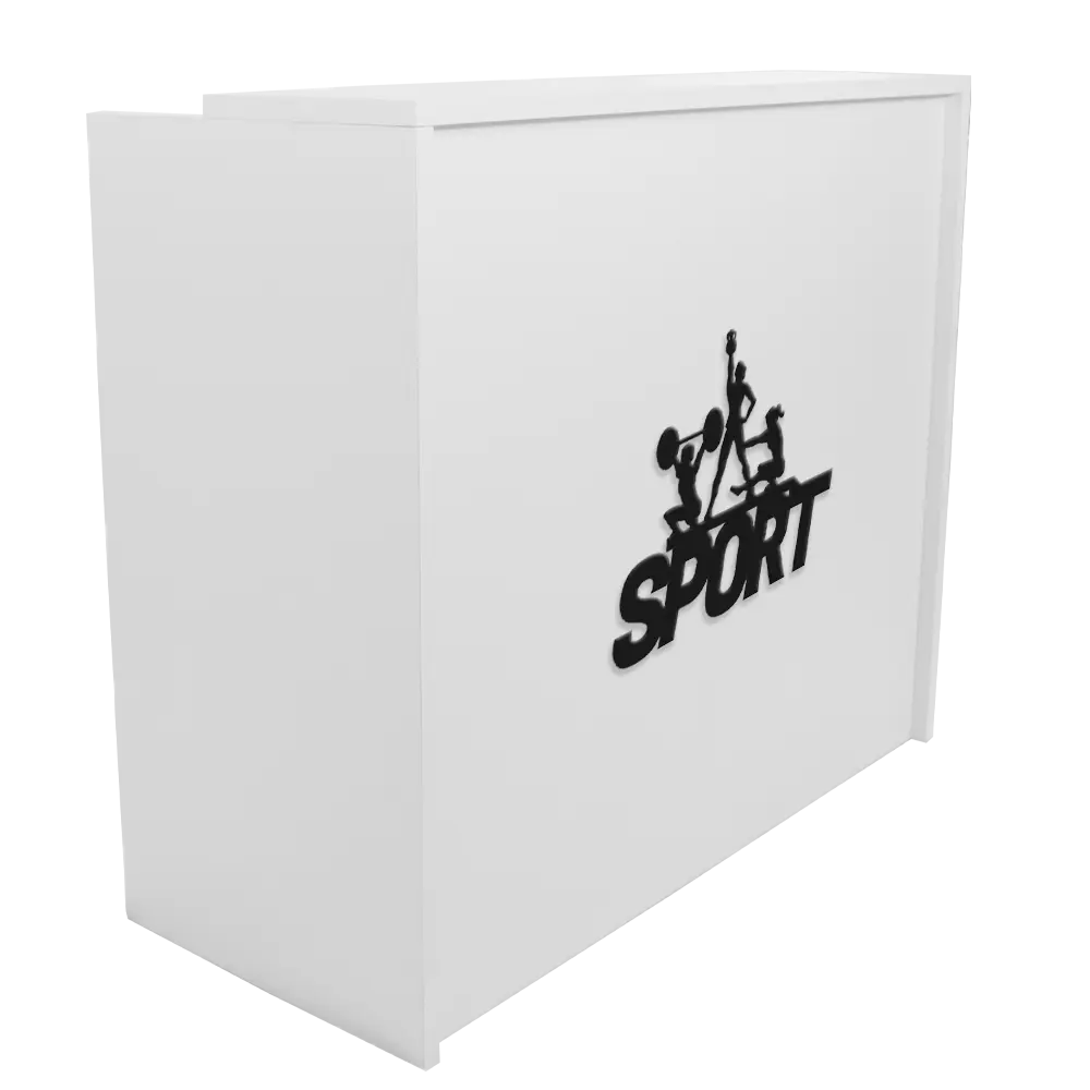SPORT 1 PERFIL TABLA BLANCO mostrador recepción diseño gimnasio blanco