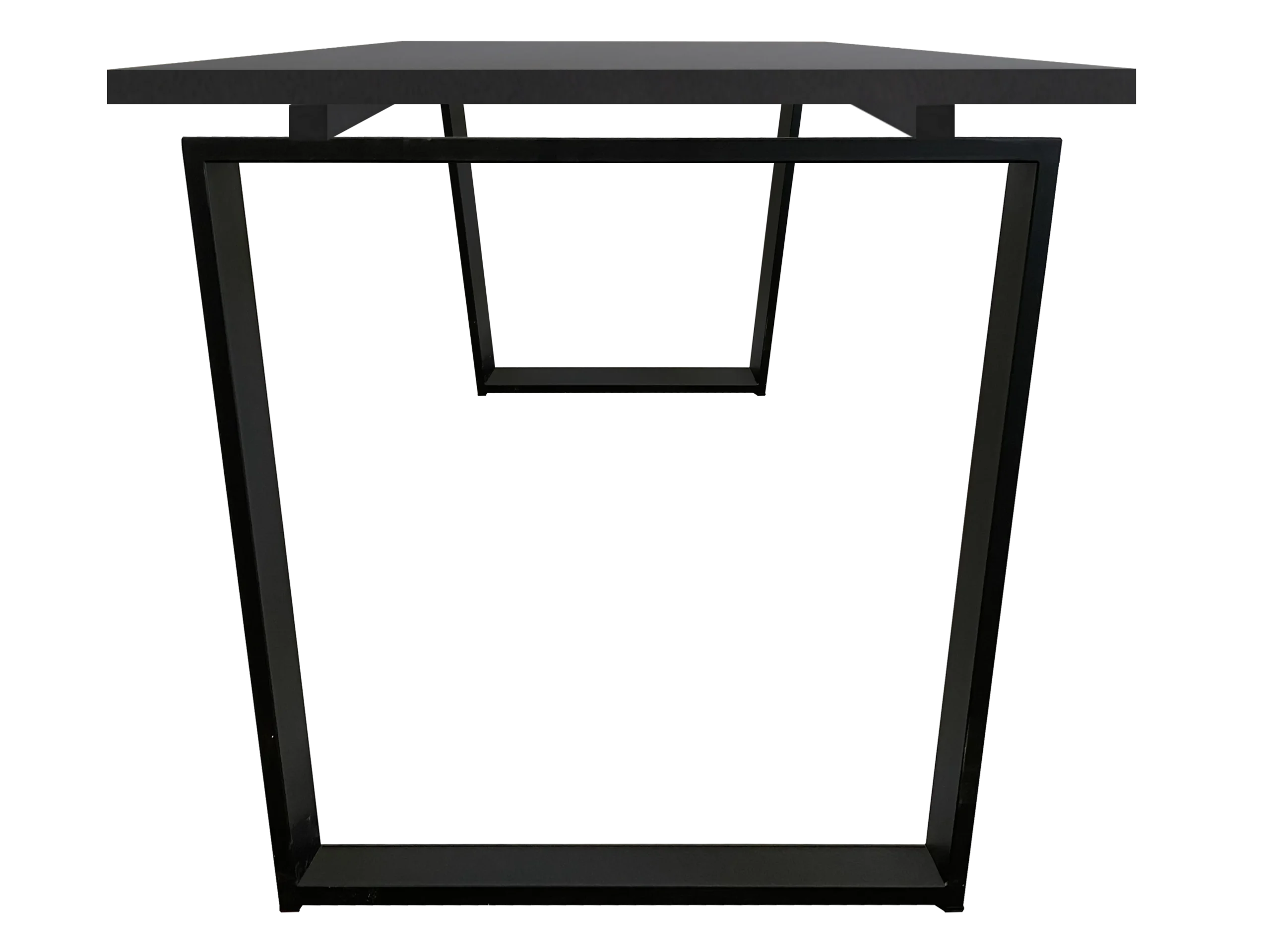 mesa piramidal invertida, marco cerrado negro, detalle gris