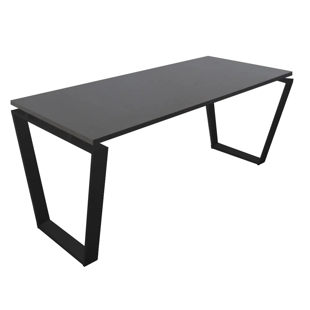 mesa piramidal invertida, marco cerrado negro, gris