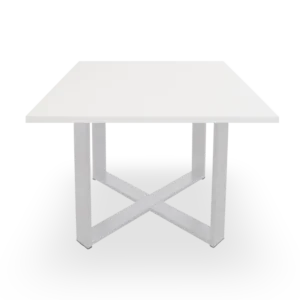 mesa de reunión cuadrada blanca. Marco gris