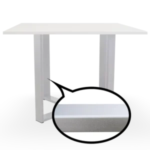 mesa de reunión cuadrada blanca. Marco gris