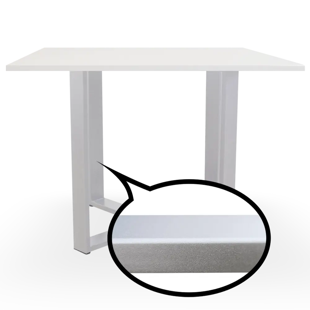 mesa de reunión cuadrada blanca. Marco gris