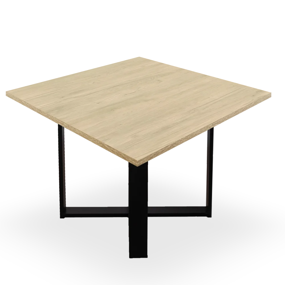mesa de reunión cuadrada roble. Marco negro