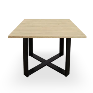 mesa de reunión cuadrada roble. Marco negro