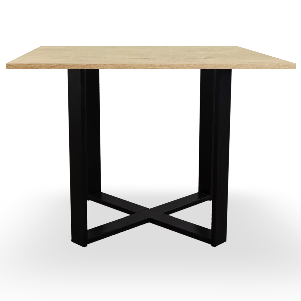 mesa de reunión cuadrada roble. Marco negro