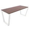 mesa piramidal invertida, marco cerrado blanco, nogal