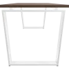 mesa piramidal invertida, marco cerrado blanco, nogal detalle