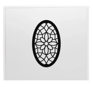 Mostrador Recepción. Mosaico óvalo blanco frontal
