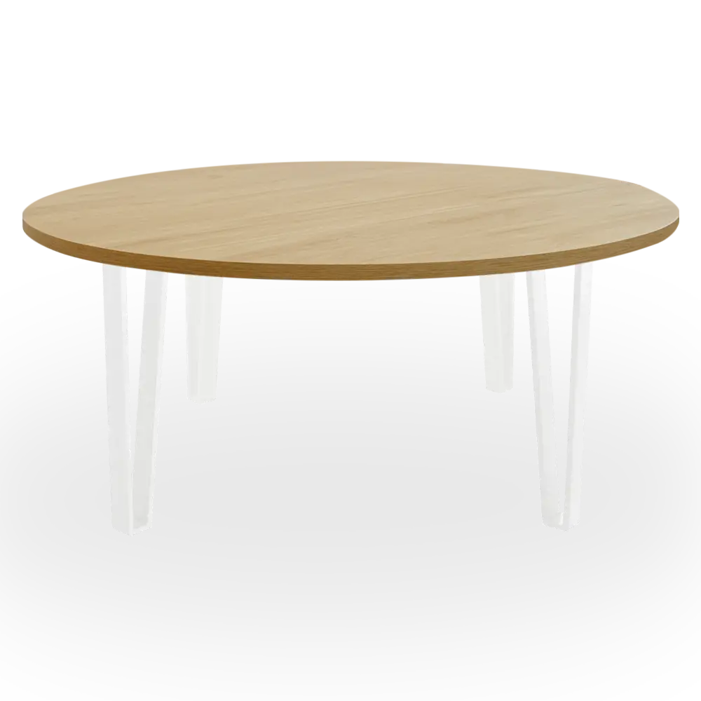 Mesa de Centro Baja roble. Estructura blanca