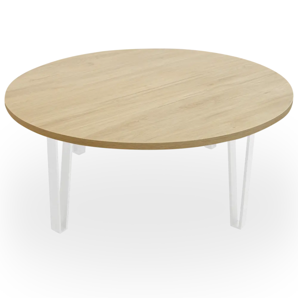 Mesa de Centro Baja roble. Estructura blanca
