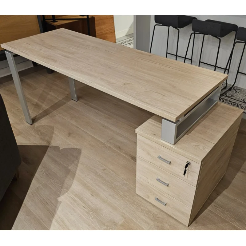 mesa con cajonera roble